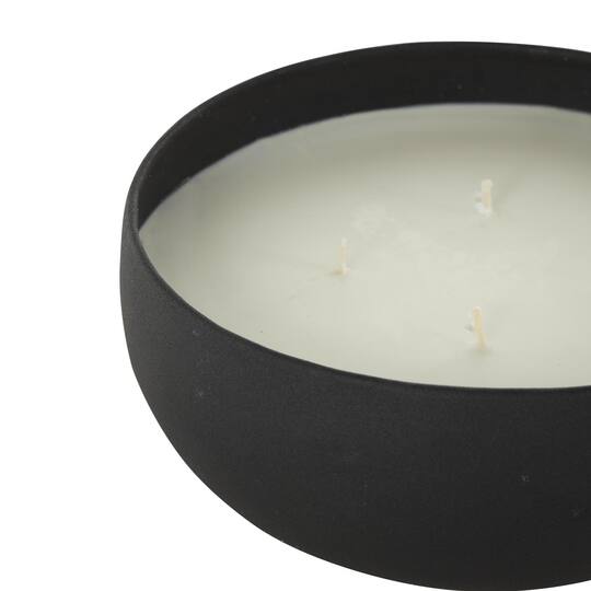 7" Black 4-Wick Metal Eucalyptus Spa Scented & Textured Candle with White Wax